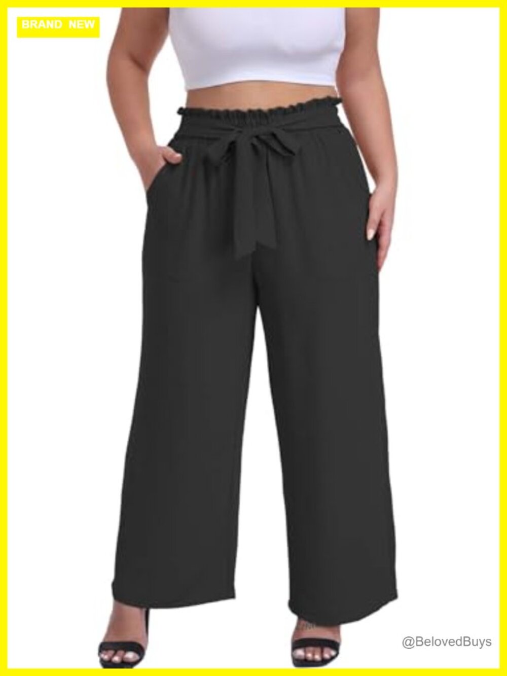 Plus Size Wide Leg High Waist Dress Pants Business Casual Palazzo